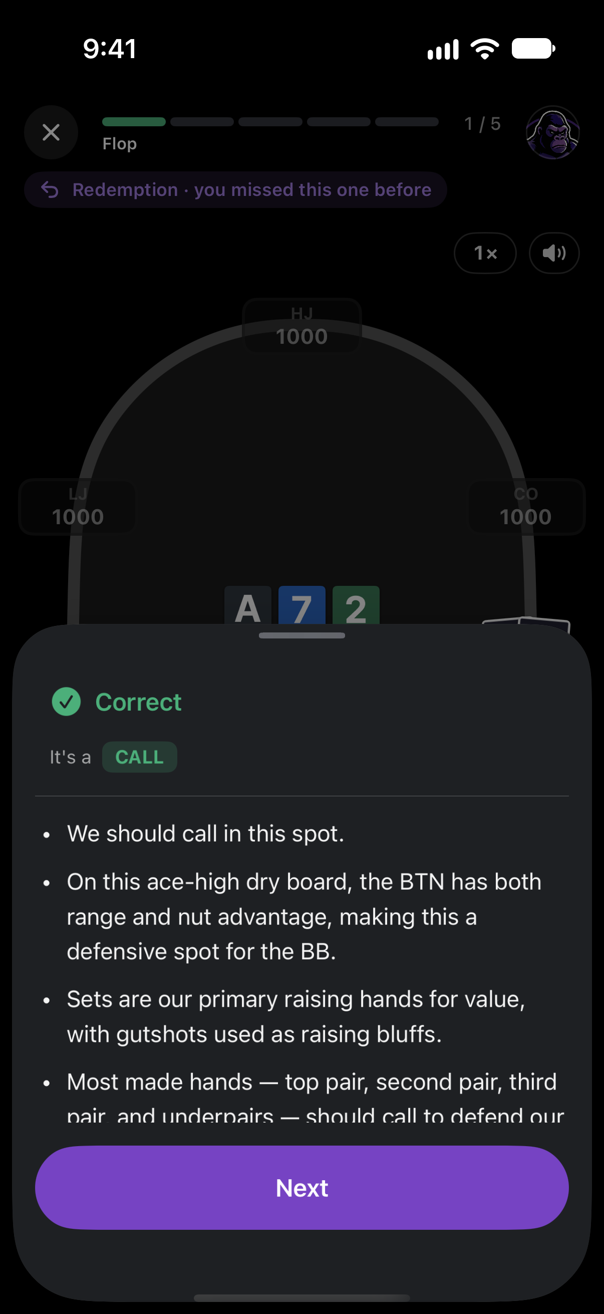 After answering: correct, it's a call, with the coach's explanation